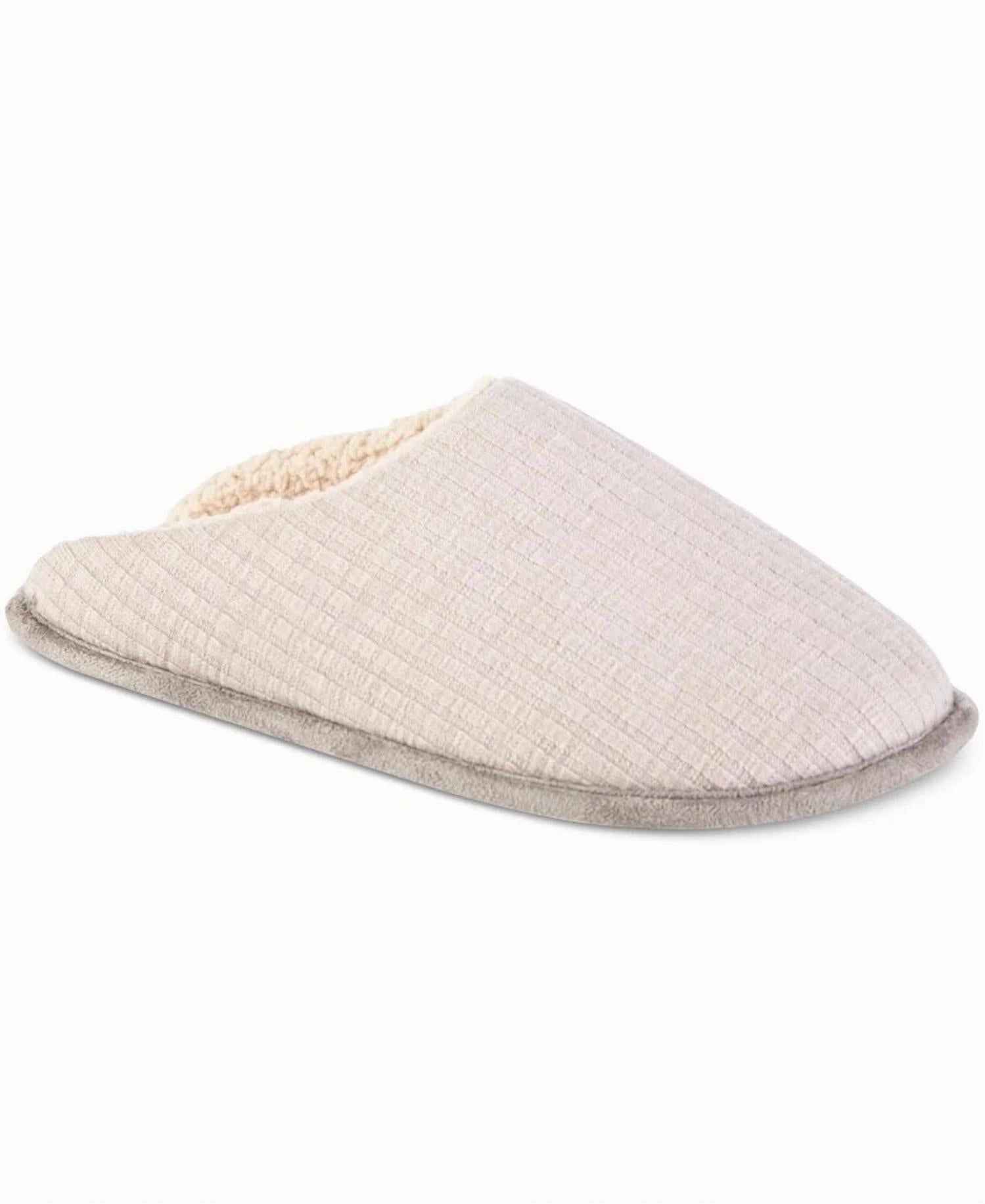 Versatile Wear Women's Fine Guage Rib Knit Scuff Slippers In Light Grey