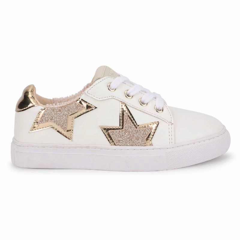 Miss Harper Sneaker in White & Gold - Kids anti static Root Path