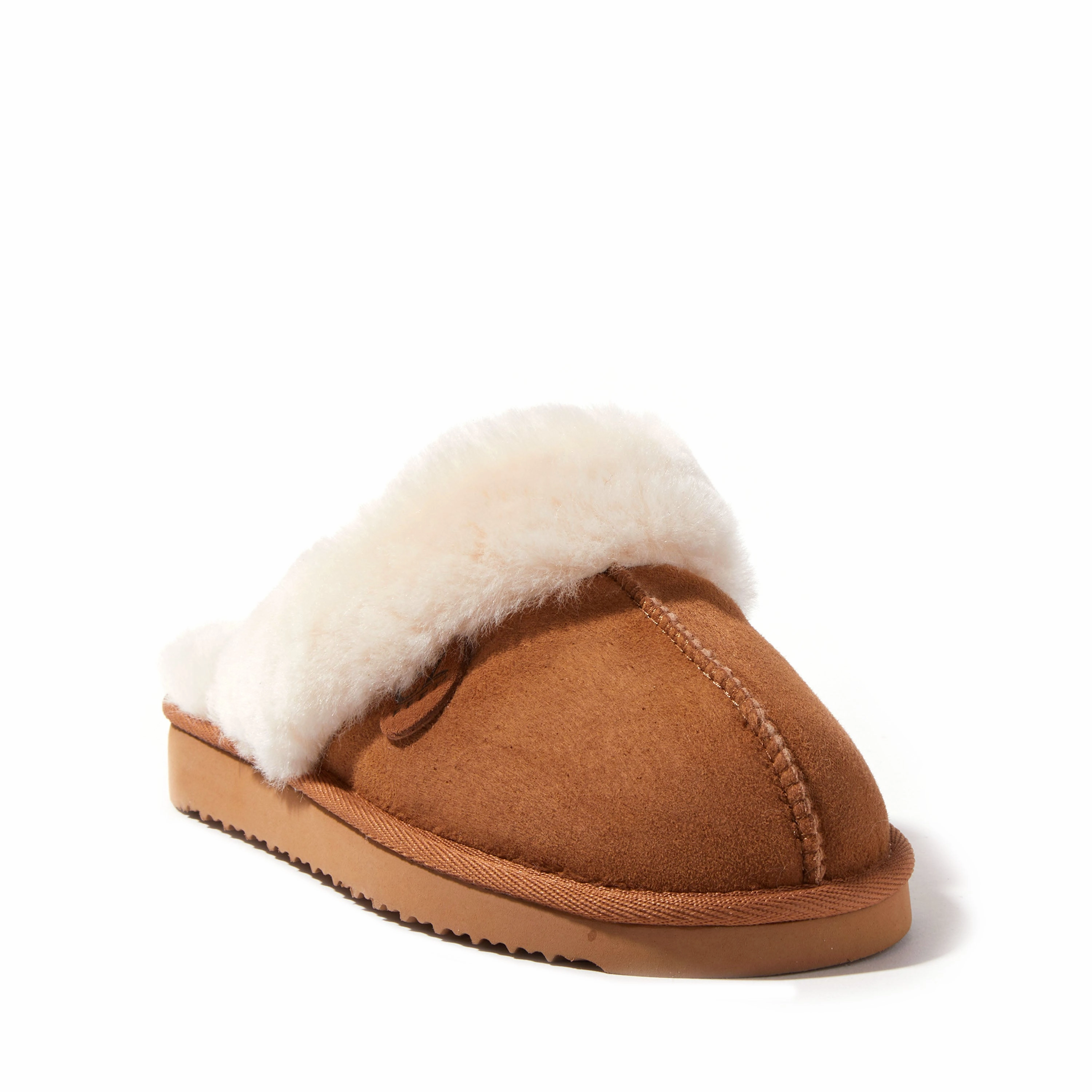 EZ Feet Women??s Genuine Shearling Scuff Slipper Effortless Slip Fit Elastic Bands