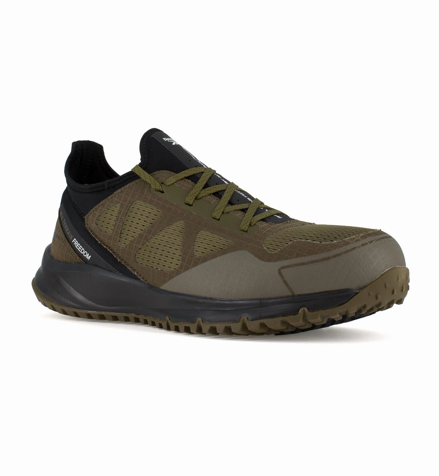 Men's All Terrain Work Trail Running Work Shoe - Wide Width In Sage/black non - stretchy upper shoes warm - up running