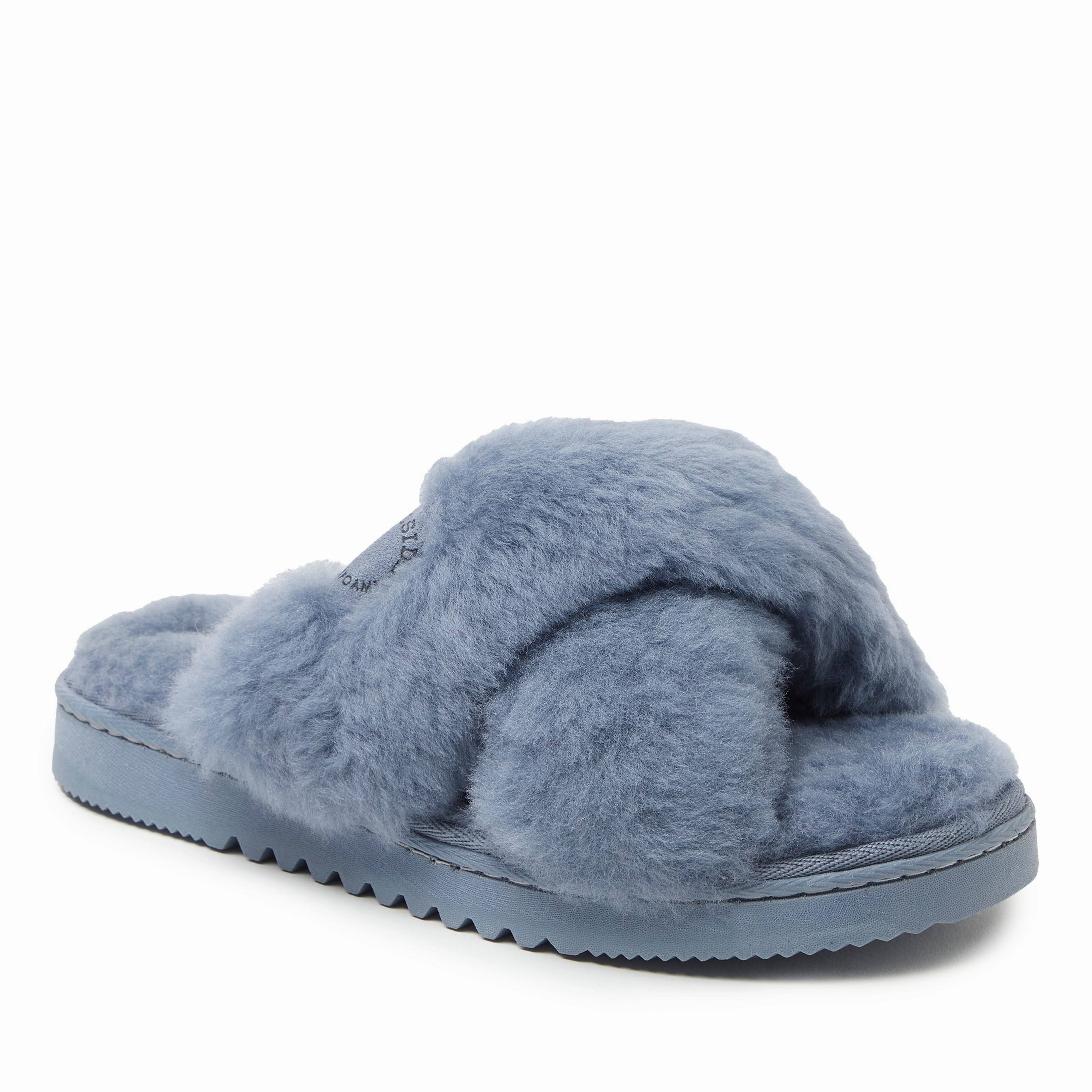 Fireside By Dearfoams Women's New Castle Genuine Shearling Cross Band Slide Poolside Ready Quick Beach Shoes