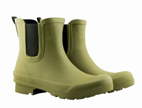 Women's Chelsea Rain Boots In Olive Leather Cool