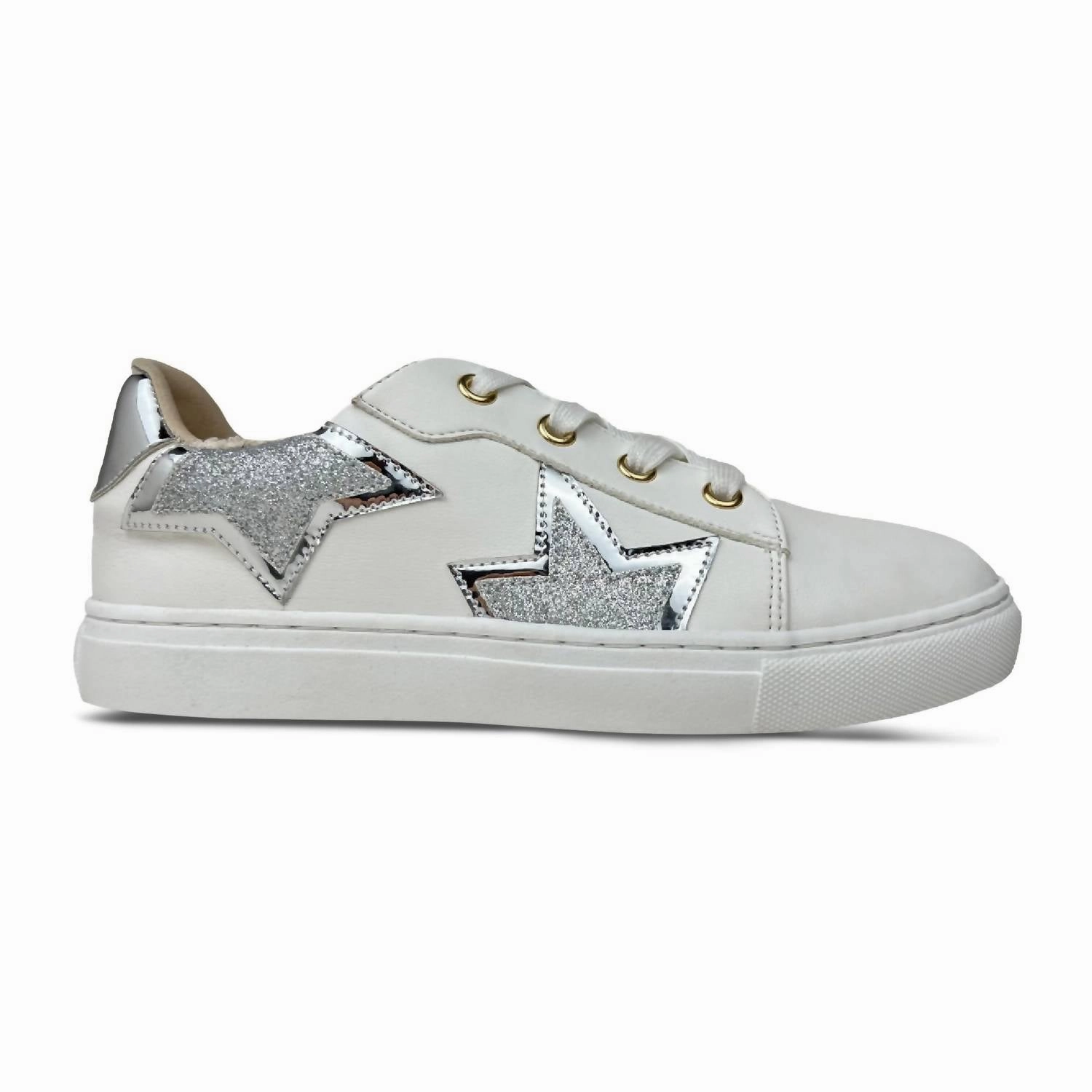 Kids Miss Harper Sneaker In Silver Glitter zip zipper