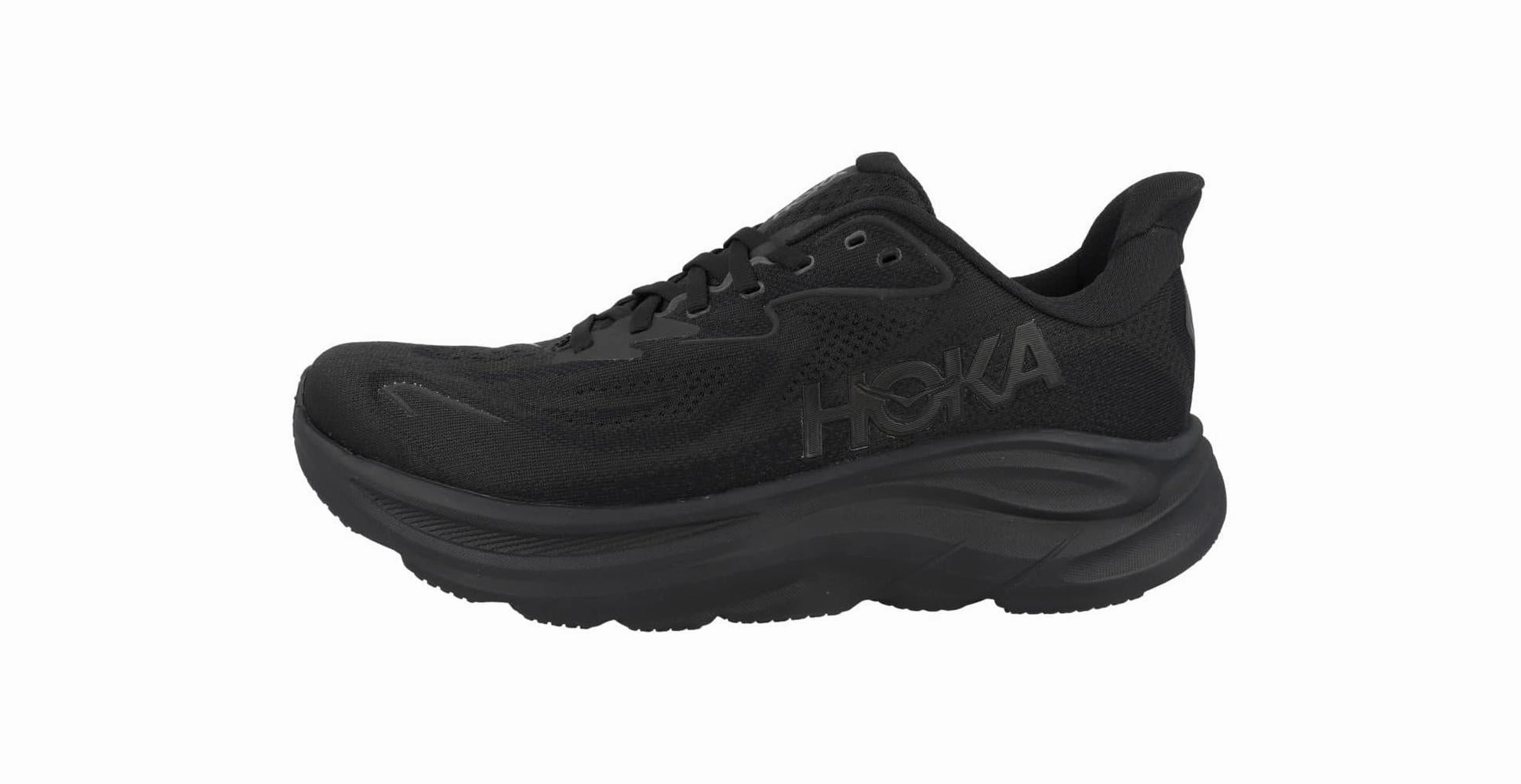 Hoka One Mens Clifton 10 Road Running Shoes - Black Rocky - trail running