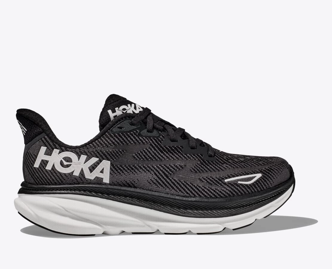 Hoka One One Clifton 9 1127895-BWHT Sneakers Men's Black White Running Shoes performance - brand shoes Comfortable Heel Cup