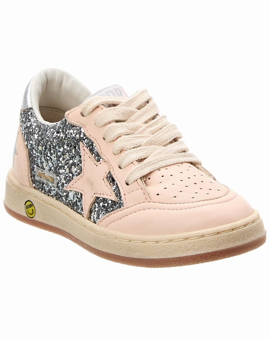 Golden Goose Ballstar Leather & Glitter Sneaker Natural Fit Fast Go