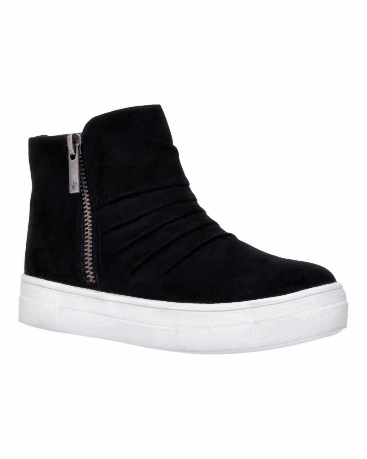 Comfort Edge Girl's Amanda High-Top Sneakers In Black Microsuede