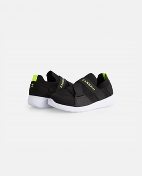 Sophisticated Comfort Girl's Elite Slip On Sneaker In Black/lime