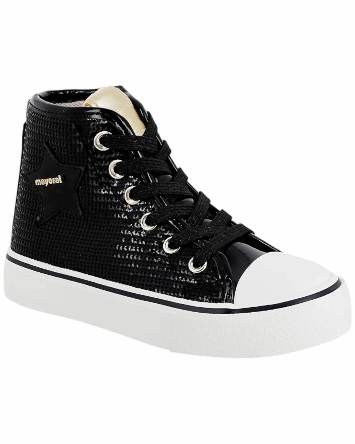 Girl's Platform Sequin Hightop Shoes In Black All-Weather Wear Sport Driven