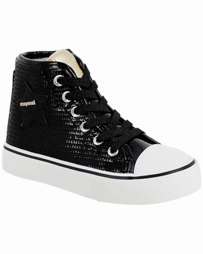 Girl's Platform Sequin Hightop Shoes In Black All-Weather Wear Sport Driven