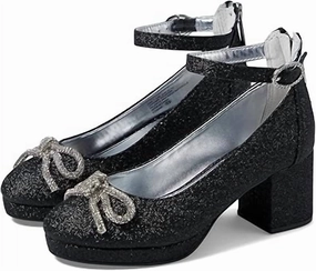 Smooth Grain Arch Lift Girls Daylin Glitter Heel Shoes In Black Glitter