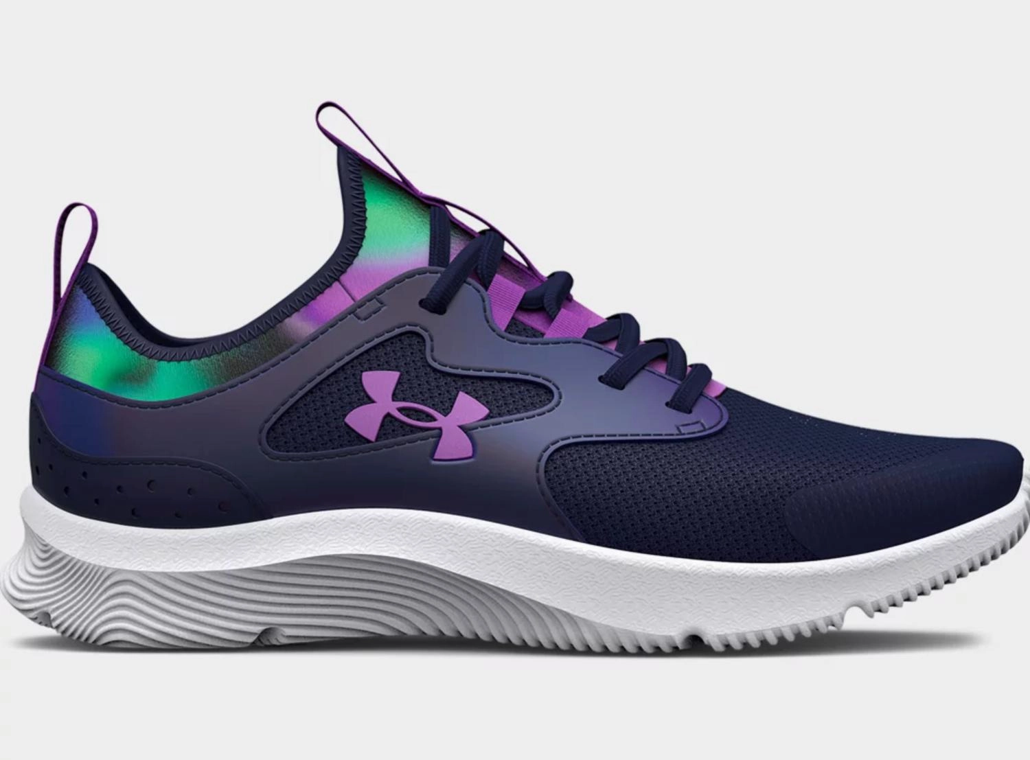 Girls Ps Infinity 2.0 Al Running Shoe In Navy/green Ergonomic Footbed Design Hook And Loop