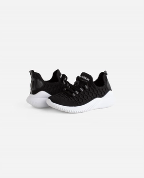 Girls Stunt Lace Up Sneaker In Black Work Walk Soft Finish