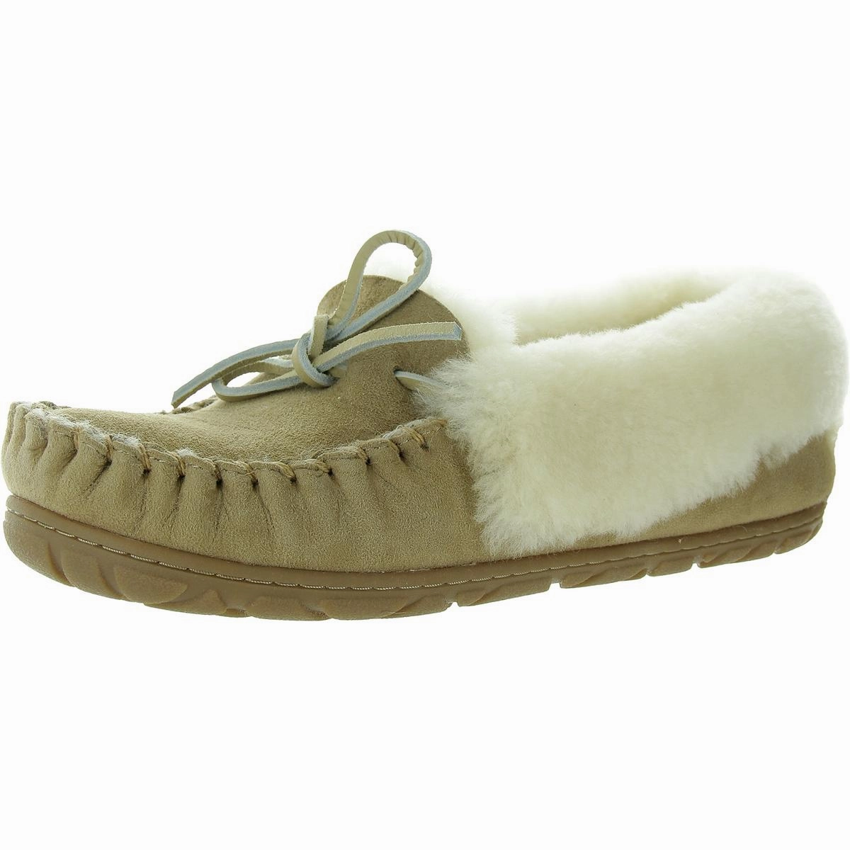 Effortless Slip Good Moccasins Womens Bow Fur Moccasin Slippers