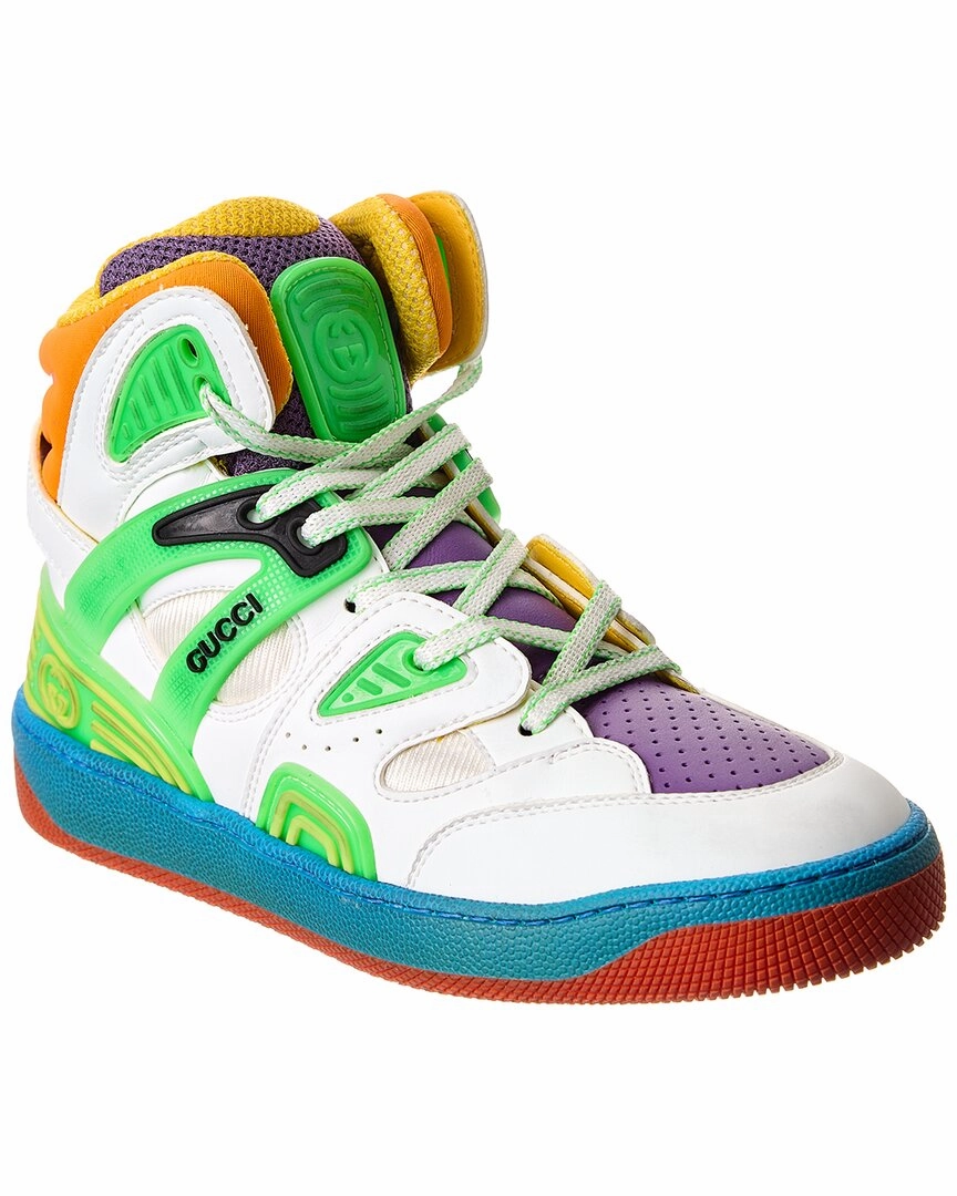 Skip Hike Ankle Strap Gucci Basket Leather & Mesh Sneaker