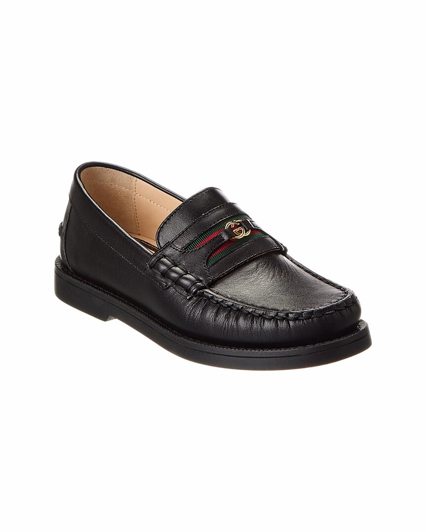 Street Walks Gucci Web Leather Moccasin