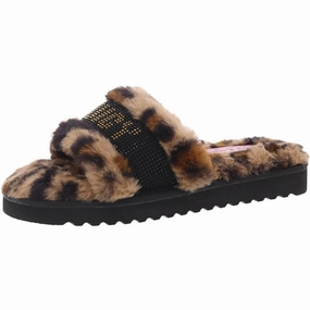Comfortable Midsole cushioned collar halo Womens Embellished Faux Fur Slide Slippers