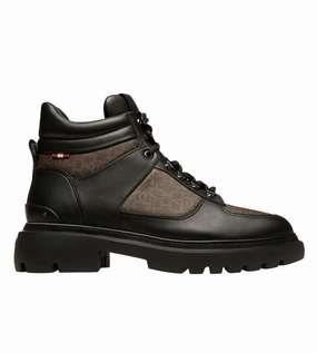 Bally Valensy 6239846 Black Monogram Leather Boots Weatherproof