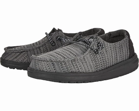 Hop Step Stream Jog Hey Dude Wendy Sport Mesh Kids Black Slip-On Comfortable Casual Shoes HAM220