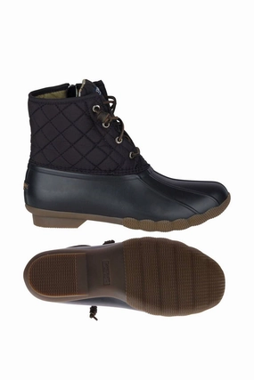 Women's Saltwater Quilted Duck Boot - Medium Width In Black Winter Comfort