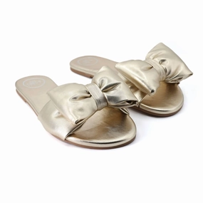 Women's Rafie Bow Slide In Light Gold Easy Walk Slip