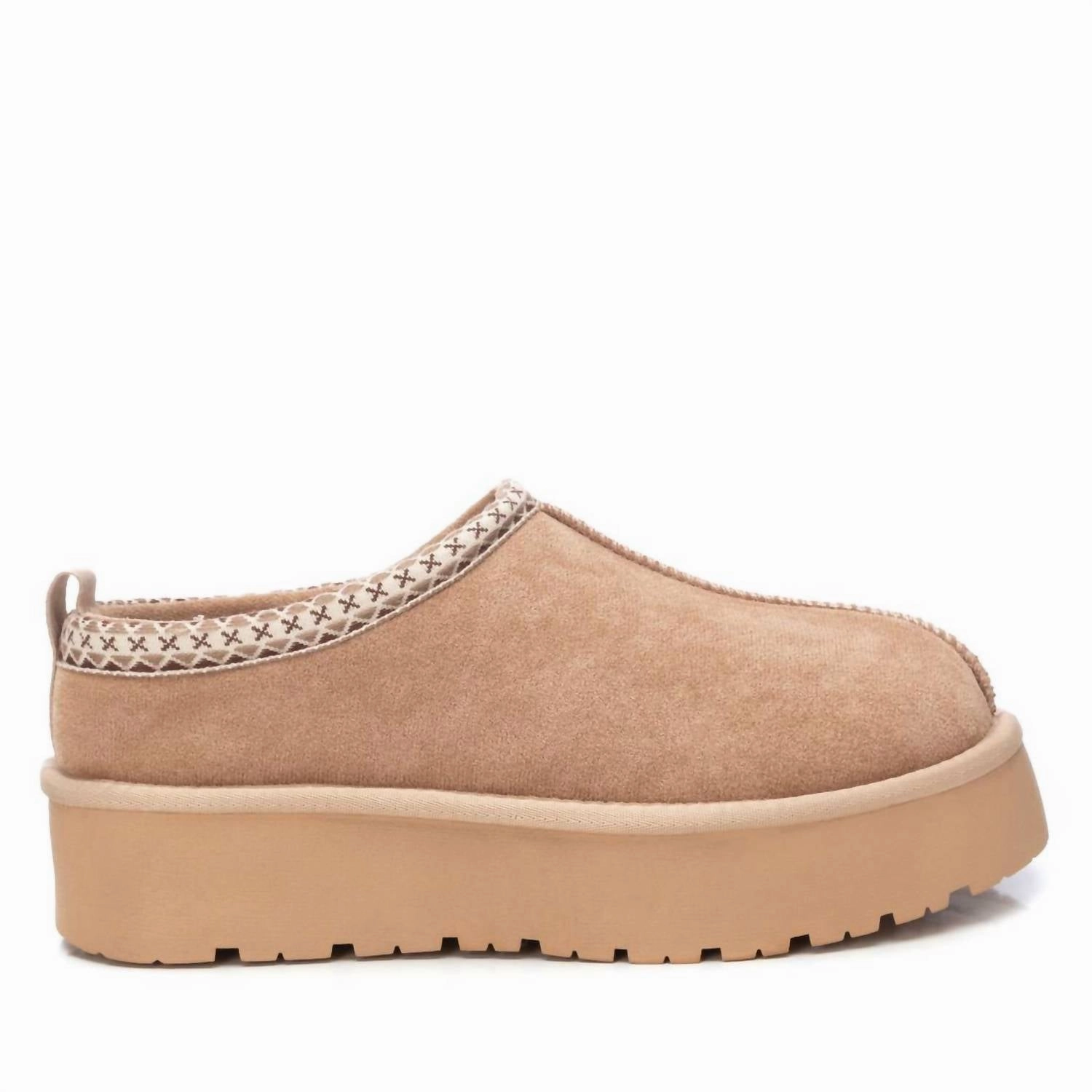 Flexible Construction Reflective Women's 143237 Round Toe Slippers In Beige