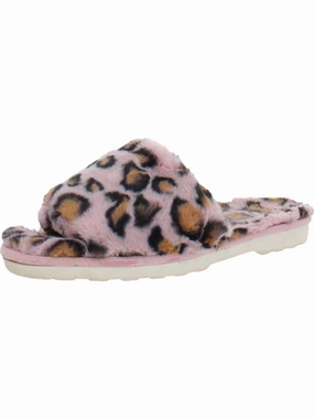 Womens Faux Fur Slip On Slipper Shoes Cozy Sandal