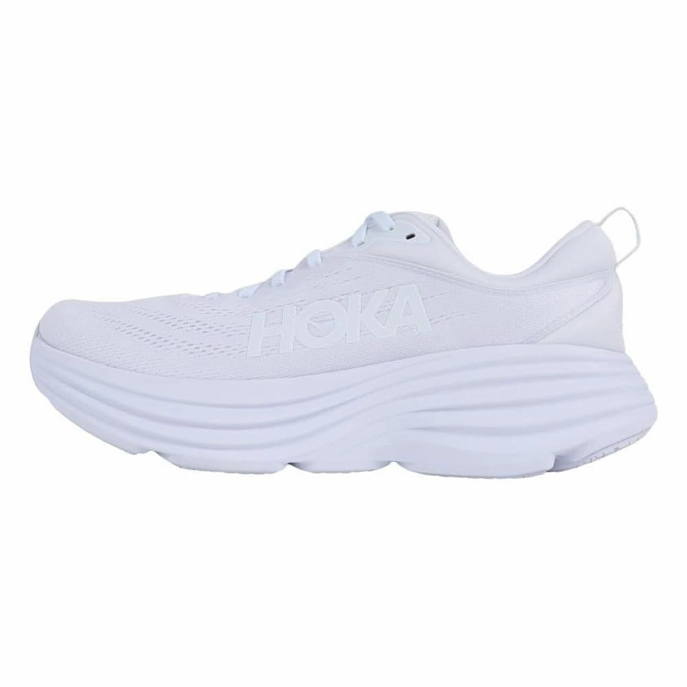 fluorescent running shoes Hoka One Mens Bondi 8 Road Running Shoes - White