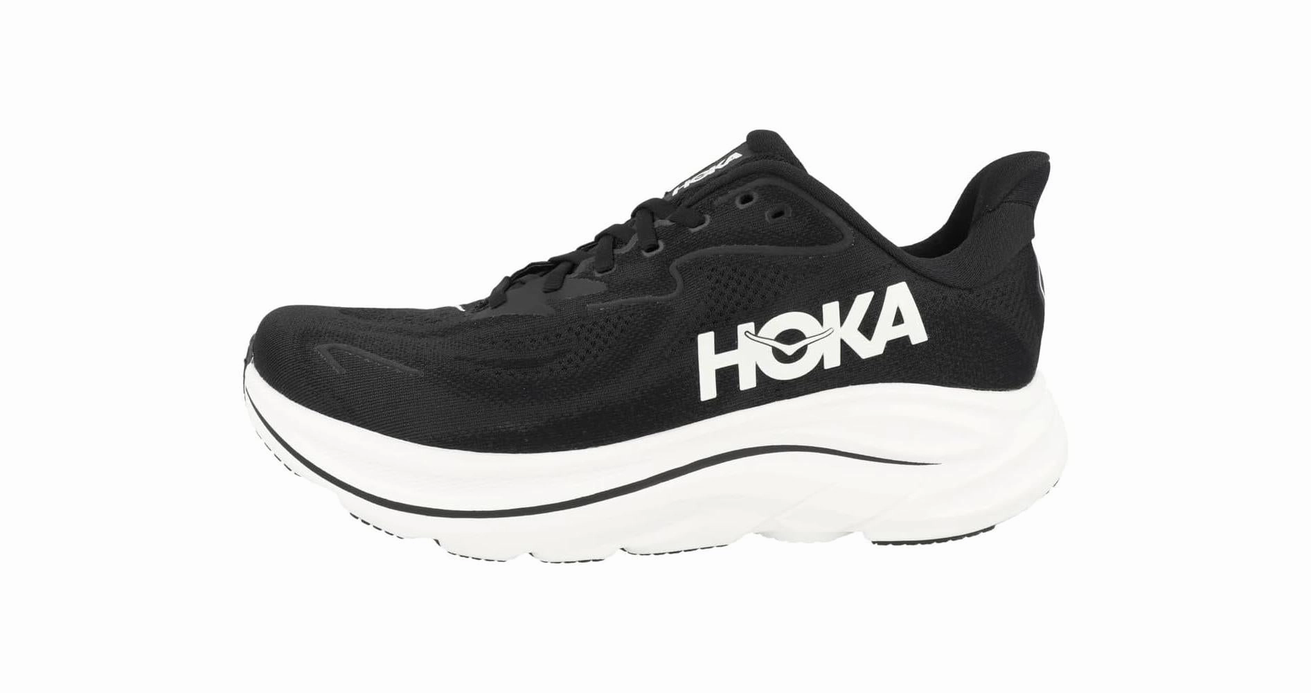 short - distance runner Hoka One Mens Clifton 10 Road Running Shoes - Black/White