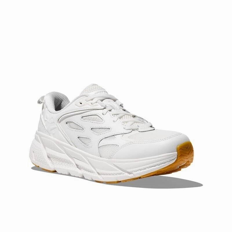 buckle - strap shoes tie - dye running shoes Hoka One One Clifton L 1160050-WWH Sneakers Unisex White Running Shoes TF5907 (White,13)