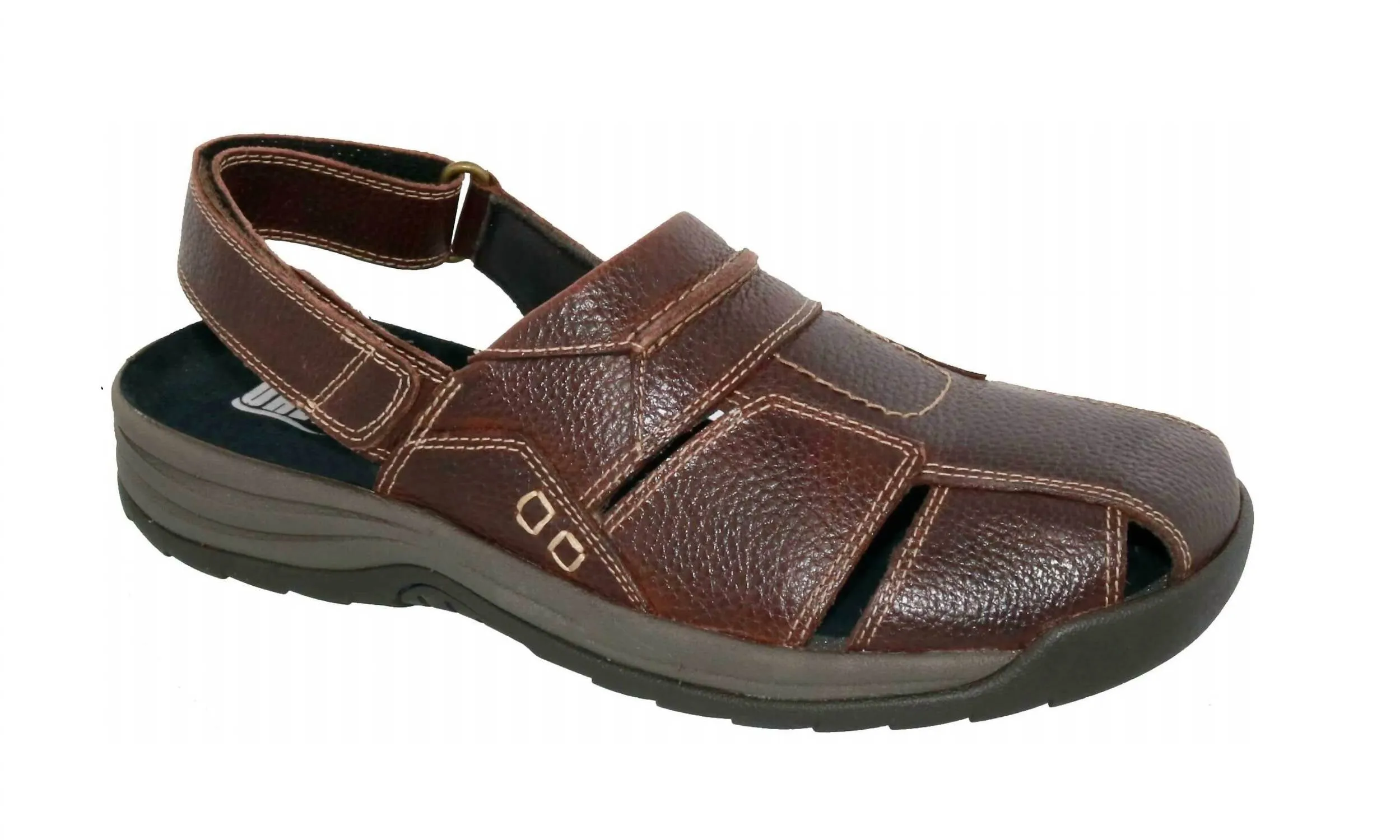Daily Support On Foot Men's Barcelona Sandal In Dark Brown Pebbled Leather