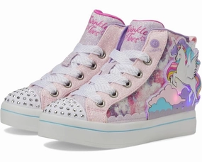 Skechers Twi-Lites 2.0 314399L Girls US 13.5 Pink Multi Glitter Sneakers FZP616 Ankle Collar Padding Adaptive cushioning