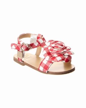 Janie and Jack Gingham Flower Sandal Soft Touch Bare Foot