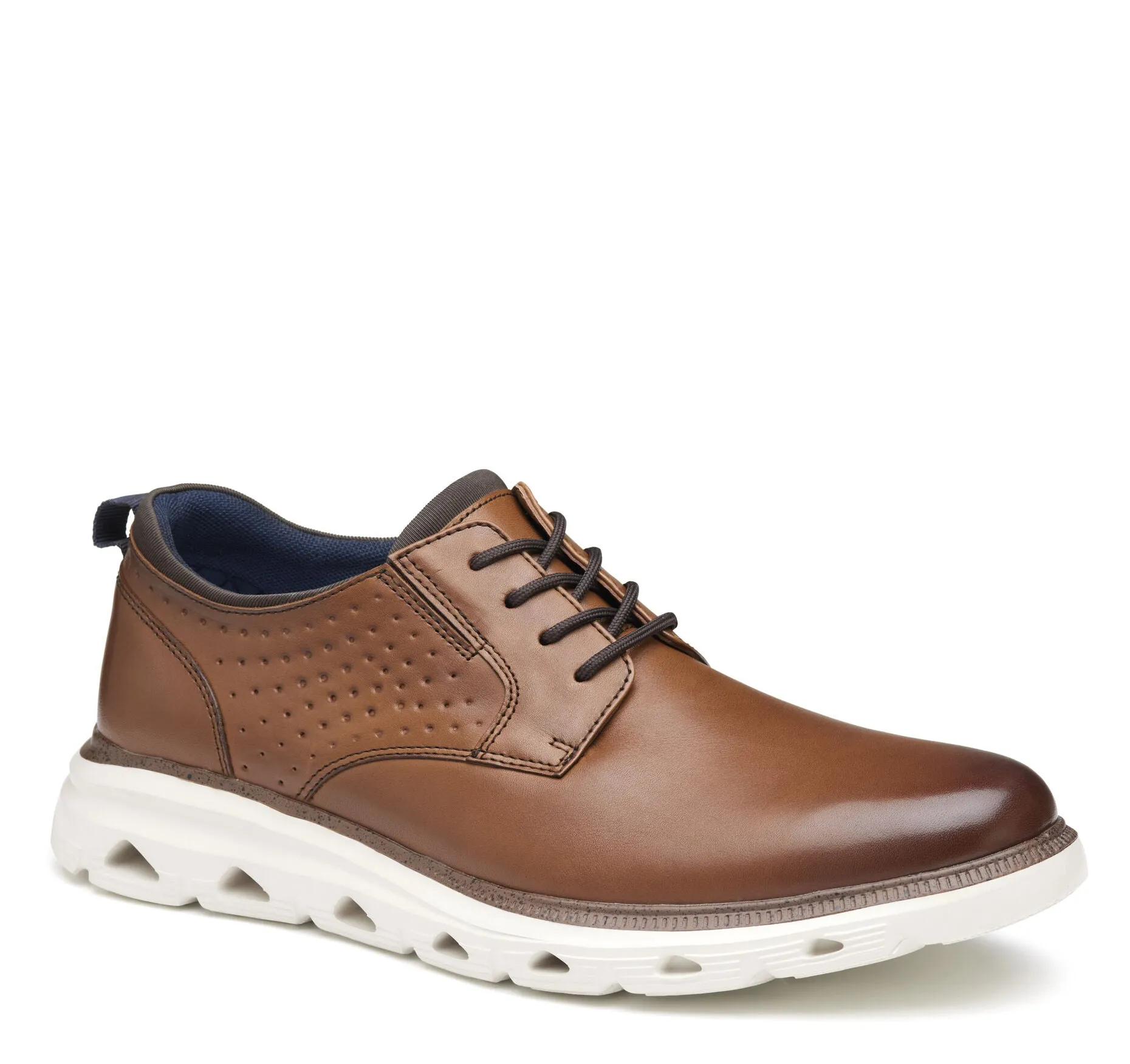 Johnston & Murphy Men's Jenkins Leather Plain Toe Dress Casual Lace-up Shoe Street Ready Breathable Feel Tailoring Fan