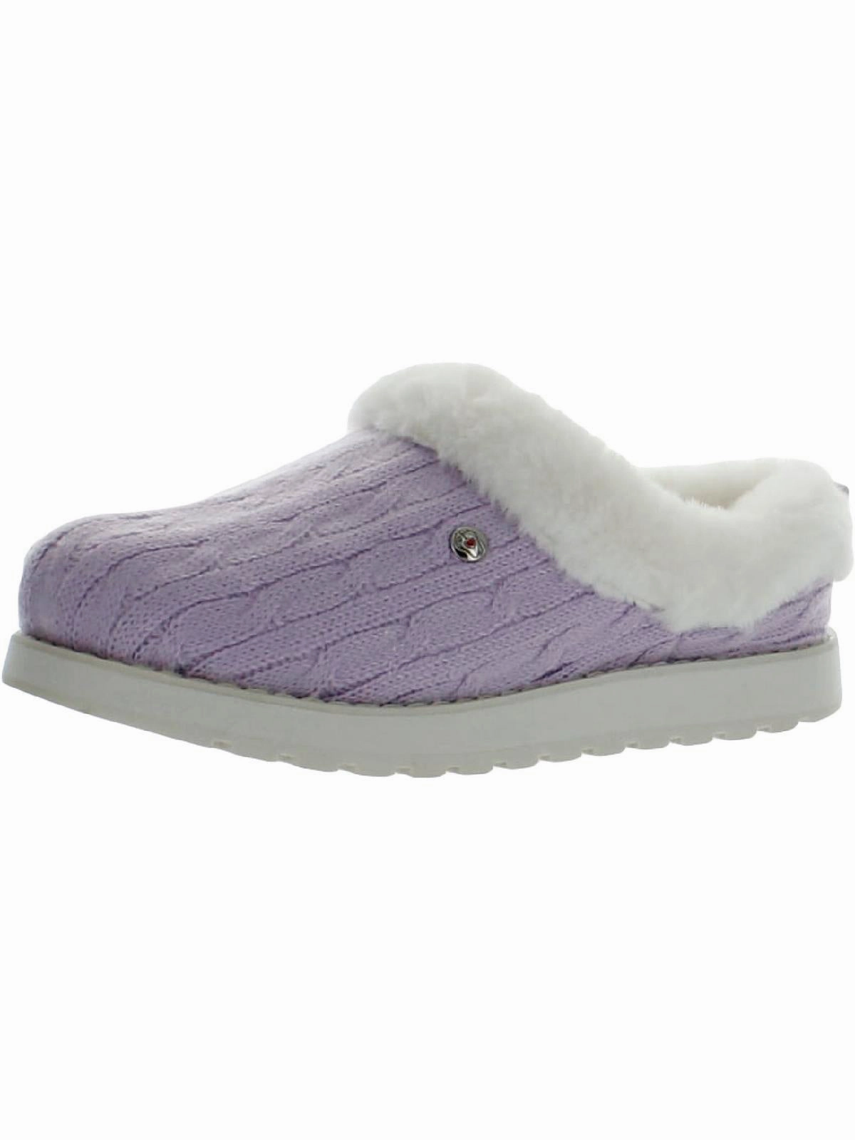 Quick Drying Ventilated Upper Keepsakes Ice Angel Womens Cable Knit Faux Fur Clog Slippers