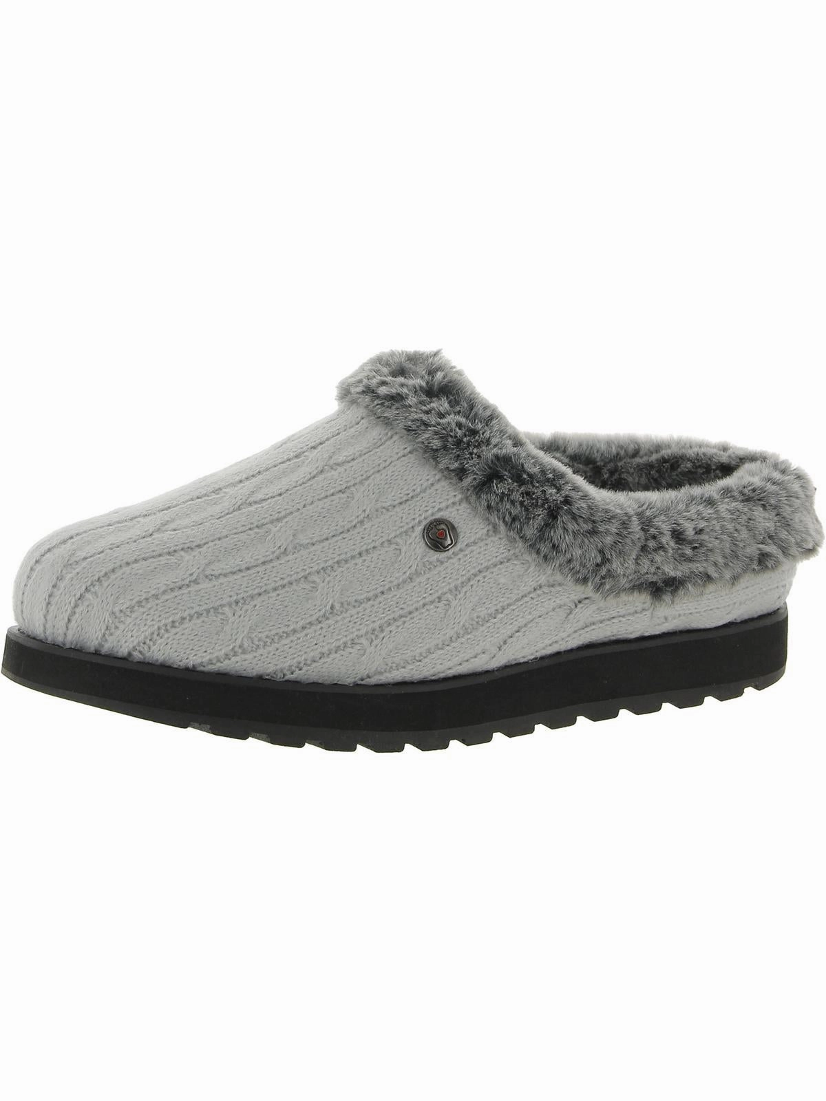 Keepsakes Ice Angel Womens Cable Knit Faux Fur Clog Slippers Shock Resistant Easy Relax Fit