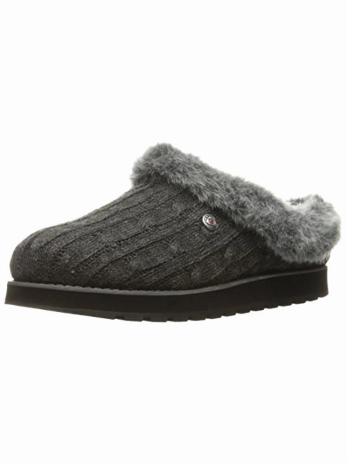 Keepsakes Ice Angel Womens Cable Knit Faux Fur Clog Slippers Stable base