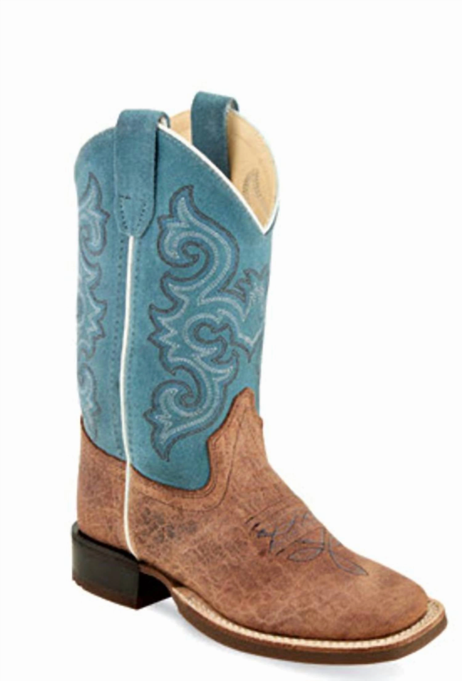 Kid's Broad Boot In Tan/blue Breathable Trail Runner