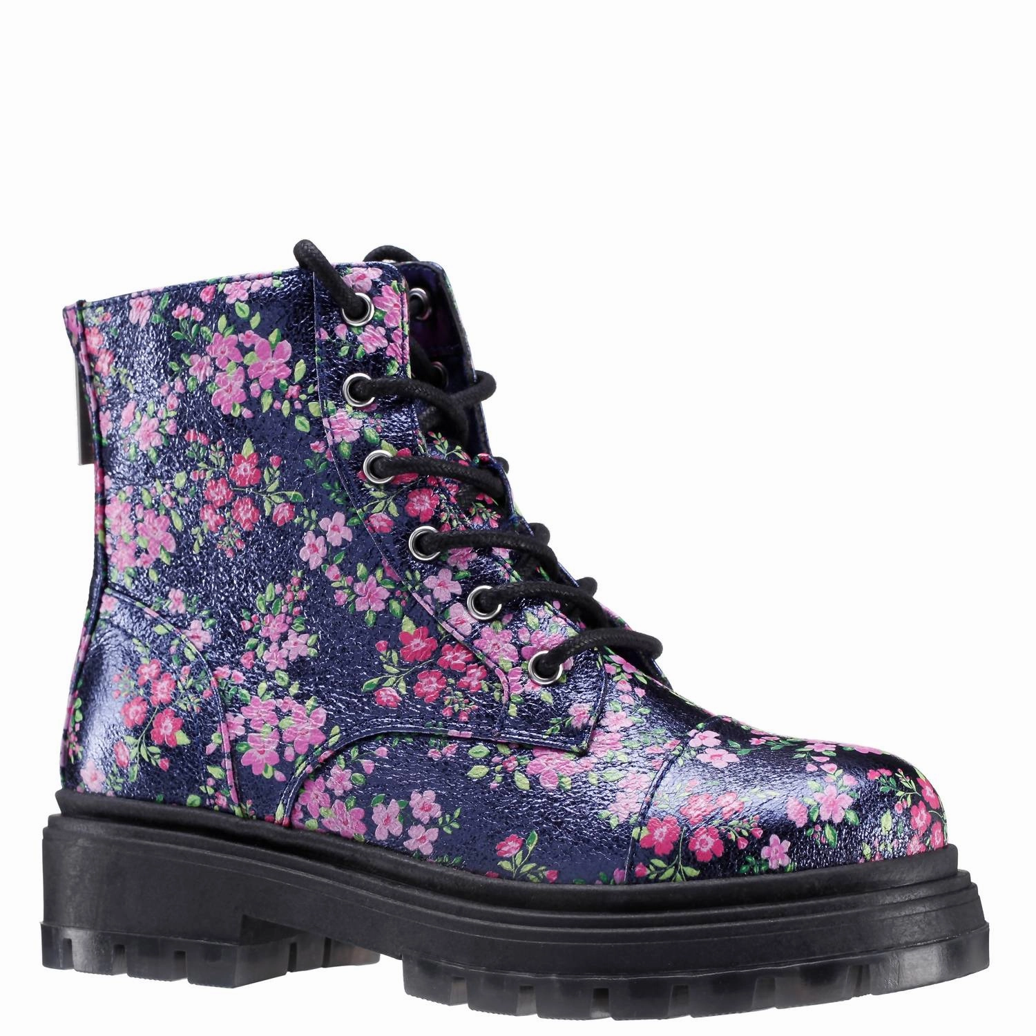 Kid's Diana Boot In Navy Floral Impact Resistant Breathable Cold Climate