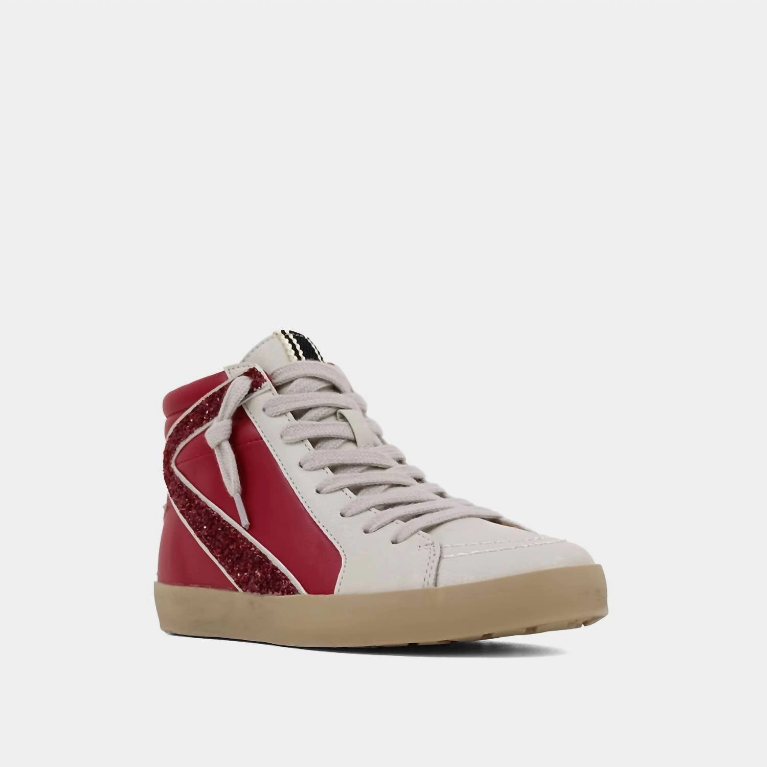 Soft Cushioning Ankle Collar Padding Kid's Rooney Glitter Sneaker In Dark Red