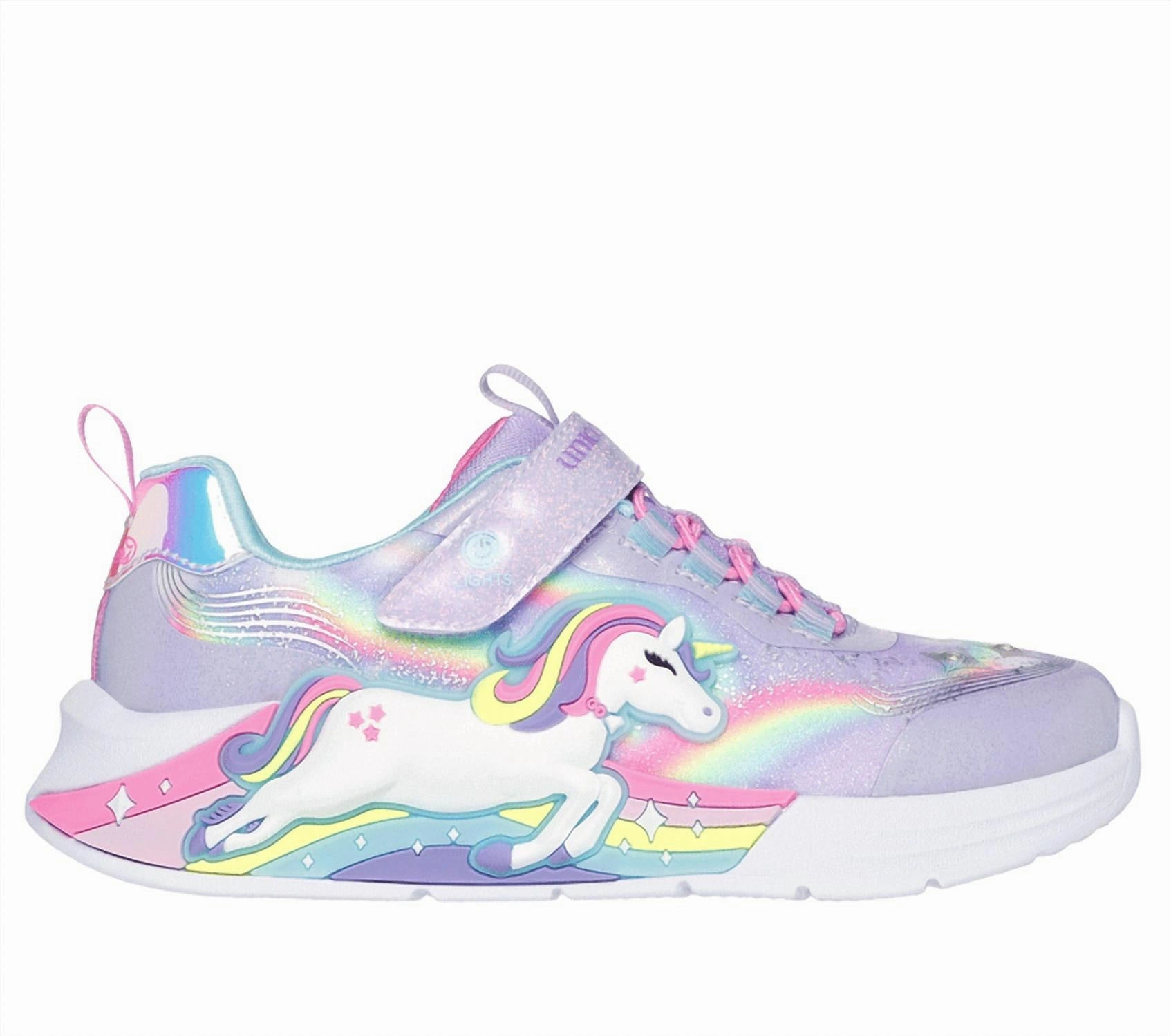 Kid's Unicorn Chaser Sneaker In Lavender/mulit High Top Ergonomic Last