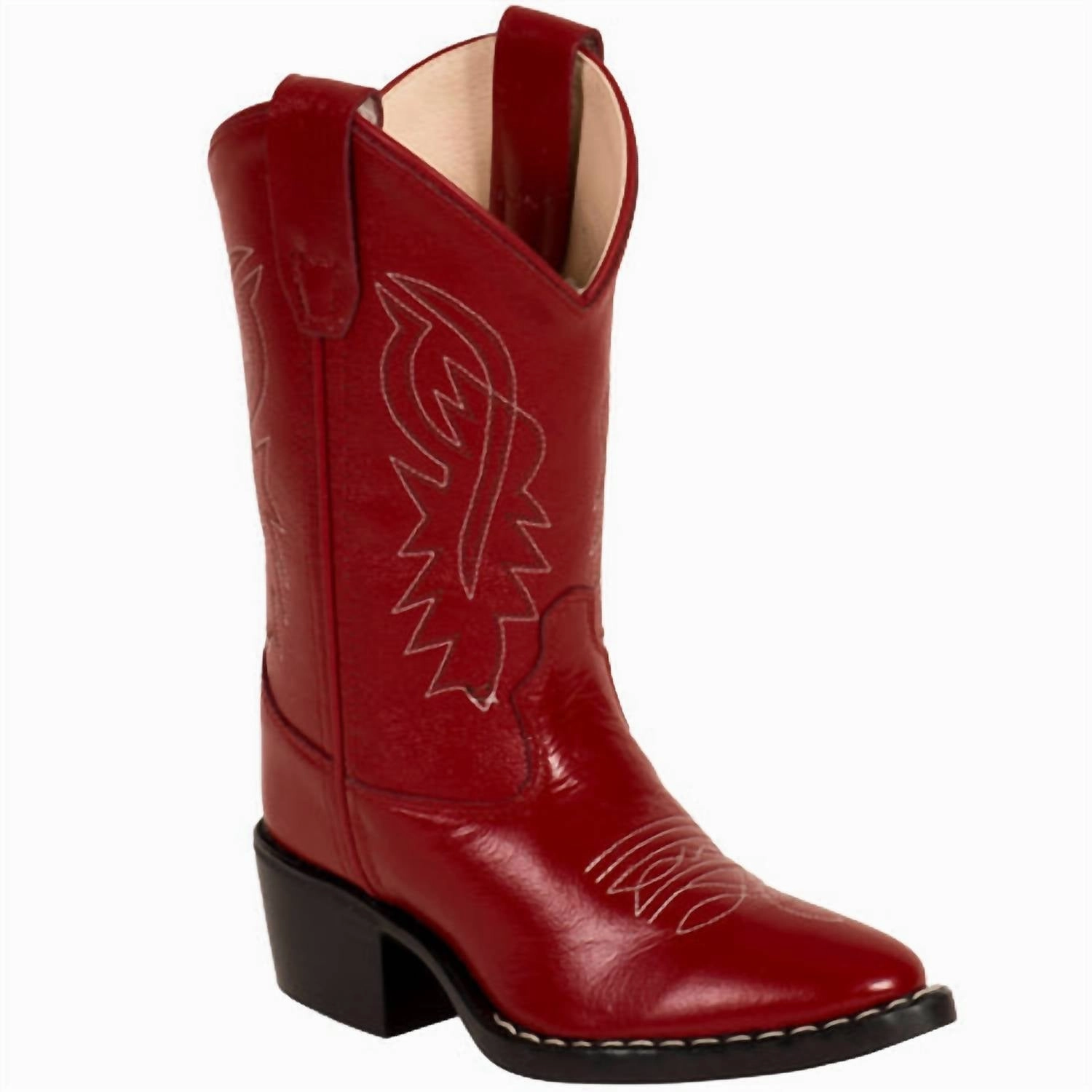 Kids Girl's Snip Toe Western Boot In Red Mid Cut Running Comfort