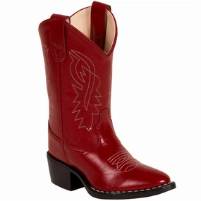 Kids Girl's Snip Toe Western Boot In Red Mid Cut Running Comfort