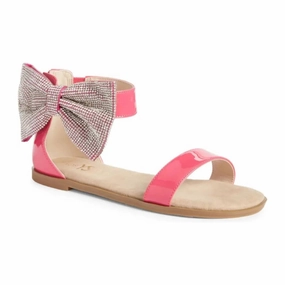 Stay Cool Light Travel Sandals Kids Miss Cambelle Crystal Bow Sandal In Hot Pink Patent