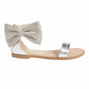 Arch Ease Trendy Flip-flops Kids Miss Cambelle Crystal Bow Sandal In Silver