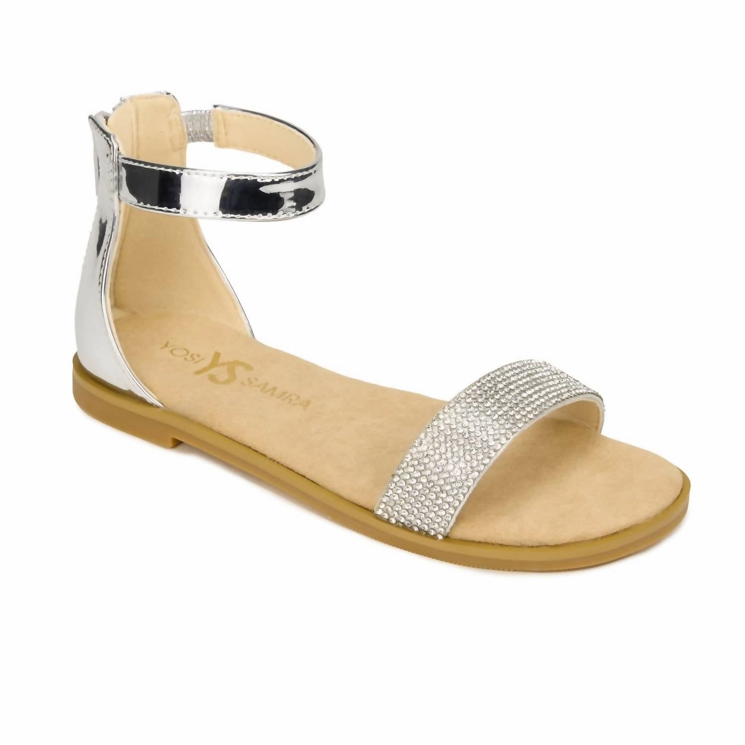 Shock Absorbing Light Activity Kids Miss Cambelle Sandal In Silver Crystal