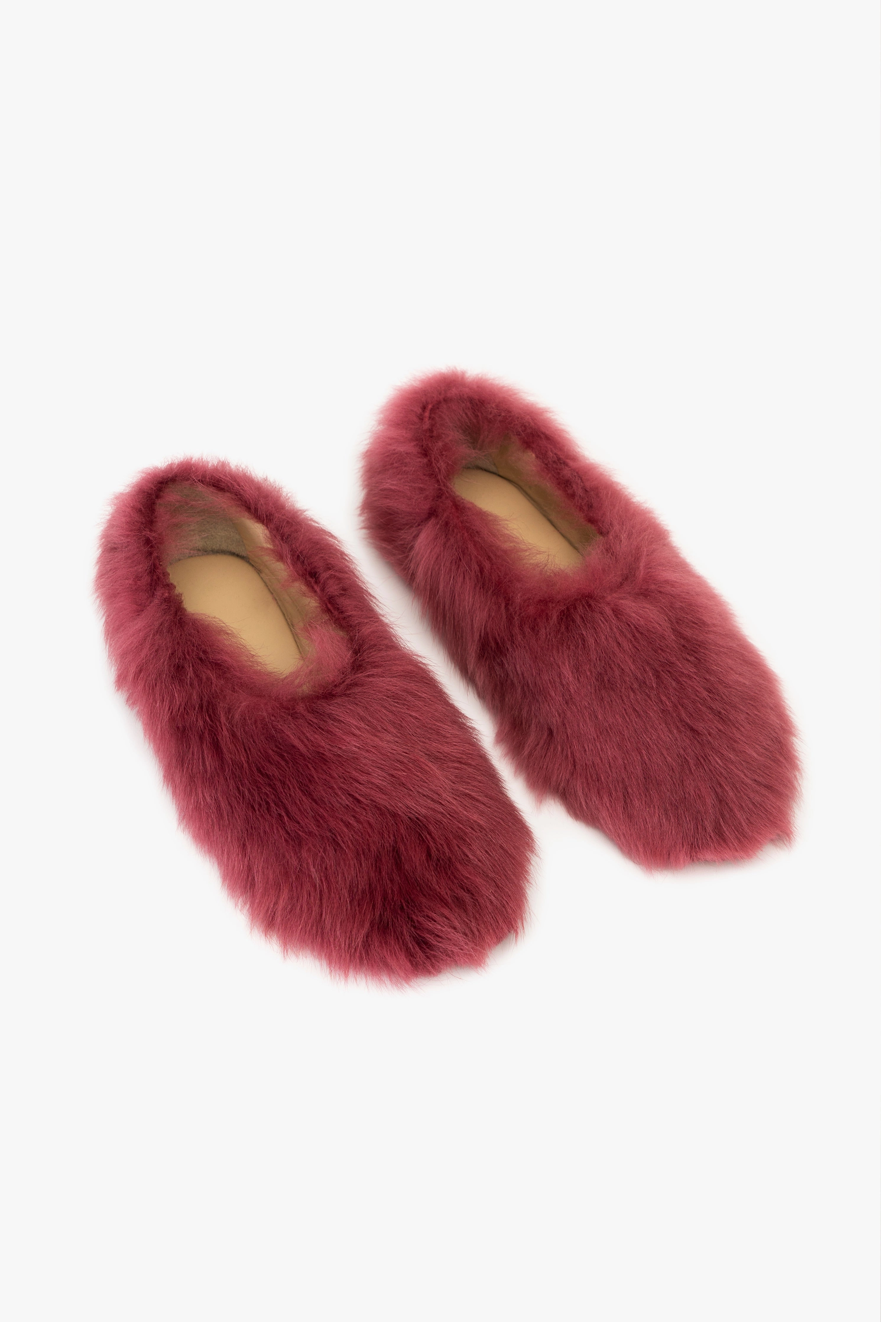 Flexible Step Sporty Vibe Kiwi Kiwi Shearling Ballet Flats in Burgundy