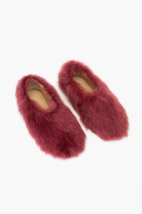 Cozy Sandals Kiwi Kiwi Shearling Ballet Flats in Burgundy