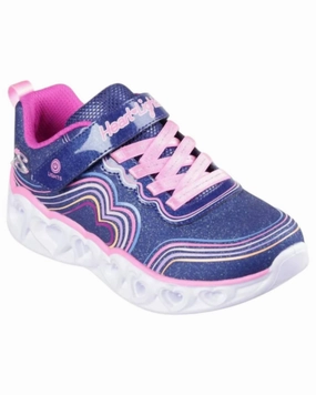 PhylonMidsole Girl's Heart Lights Retro Hearts Sneakers In Navy Multi