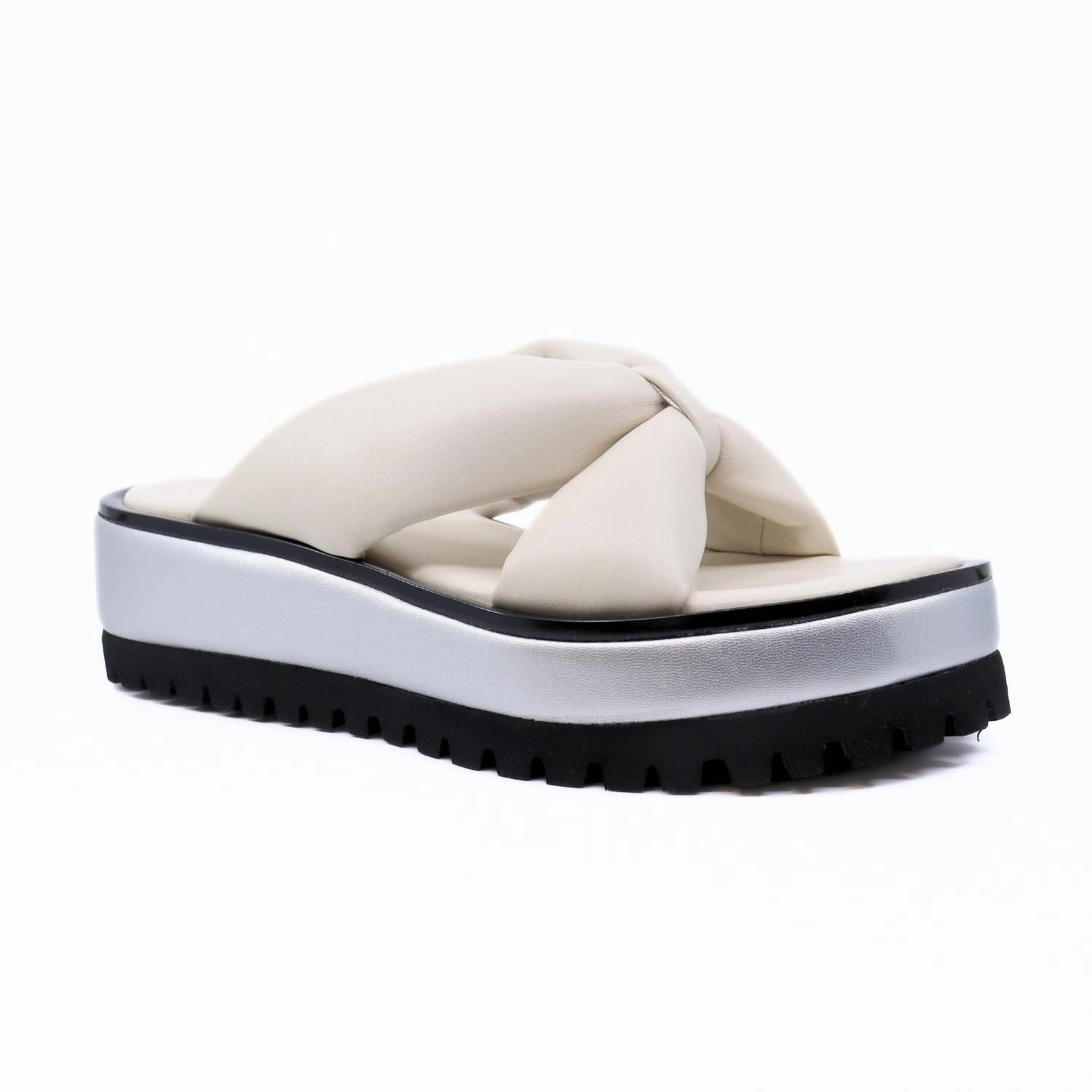 Geisha Women's Platform Sandals In Ivory/silver Simple Style